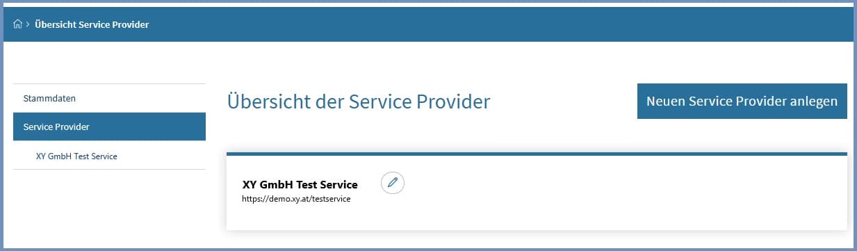 Übersicht Service Provider