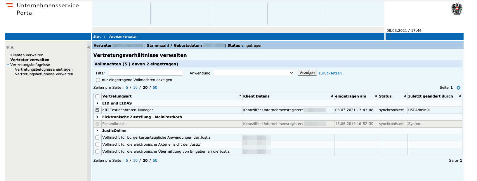 Aktivierung eID Testidentitäten-Manager (Screenshot)