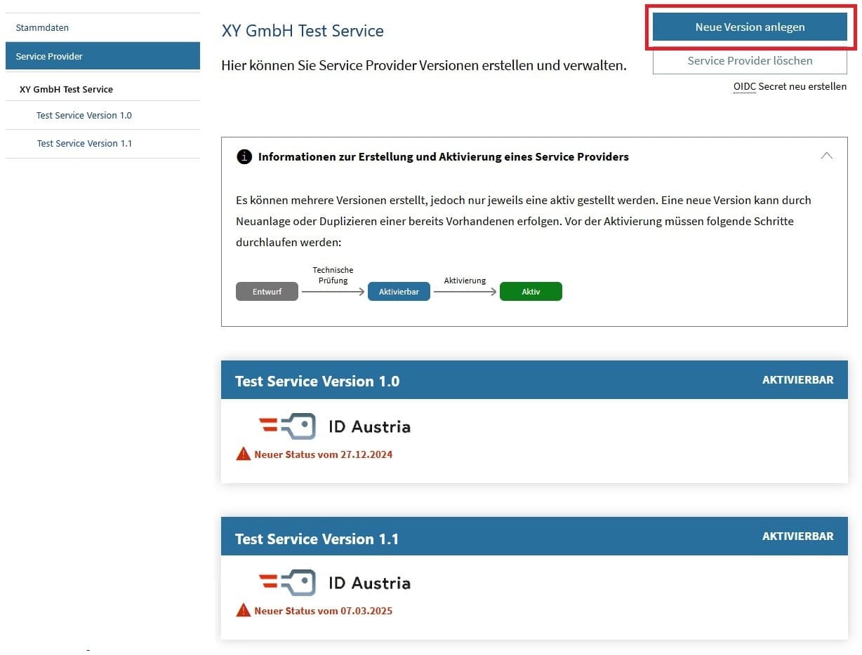 Service Provider Versionen