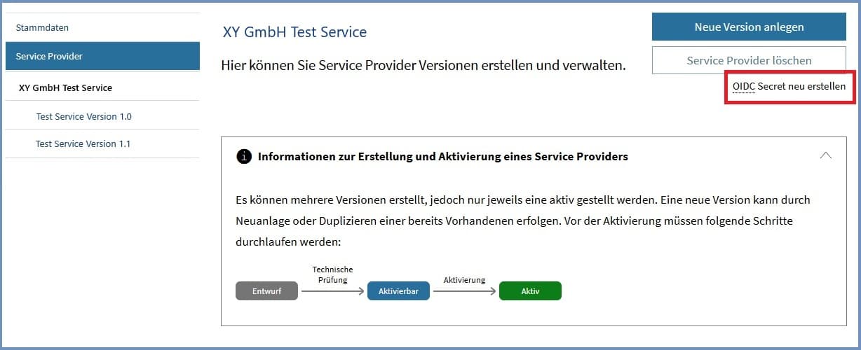 Erstellung OIDC client_secret
