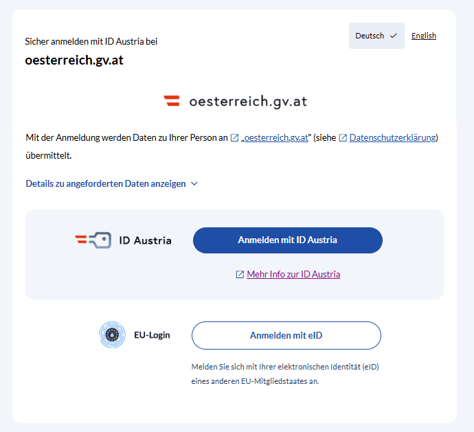Auswahl Authentifizierungsvariante