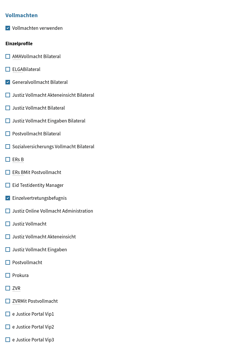 Vollmachtprofile
